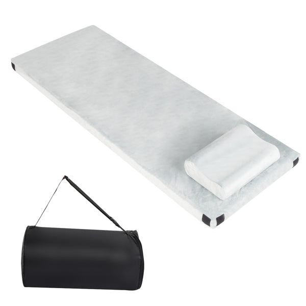 Memory Foam Camping Mattress with Storage Bag & Pillow - Grey