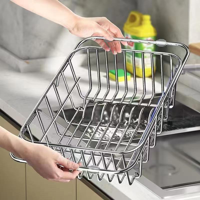 Stainless Steel Dish Basin Sink Drain Rack - Kitchen Countertop Organizer