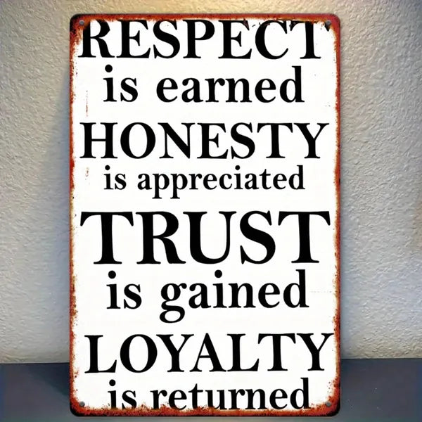 Vintage Inspirational Metal Wall Art - Dignity, Honesty, Trust, Loyalty