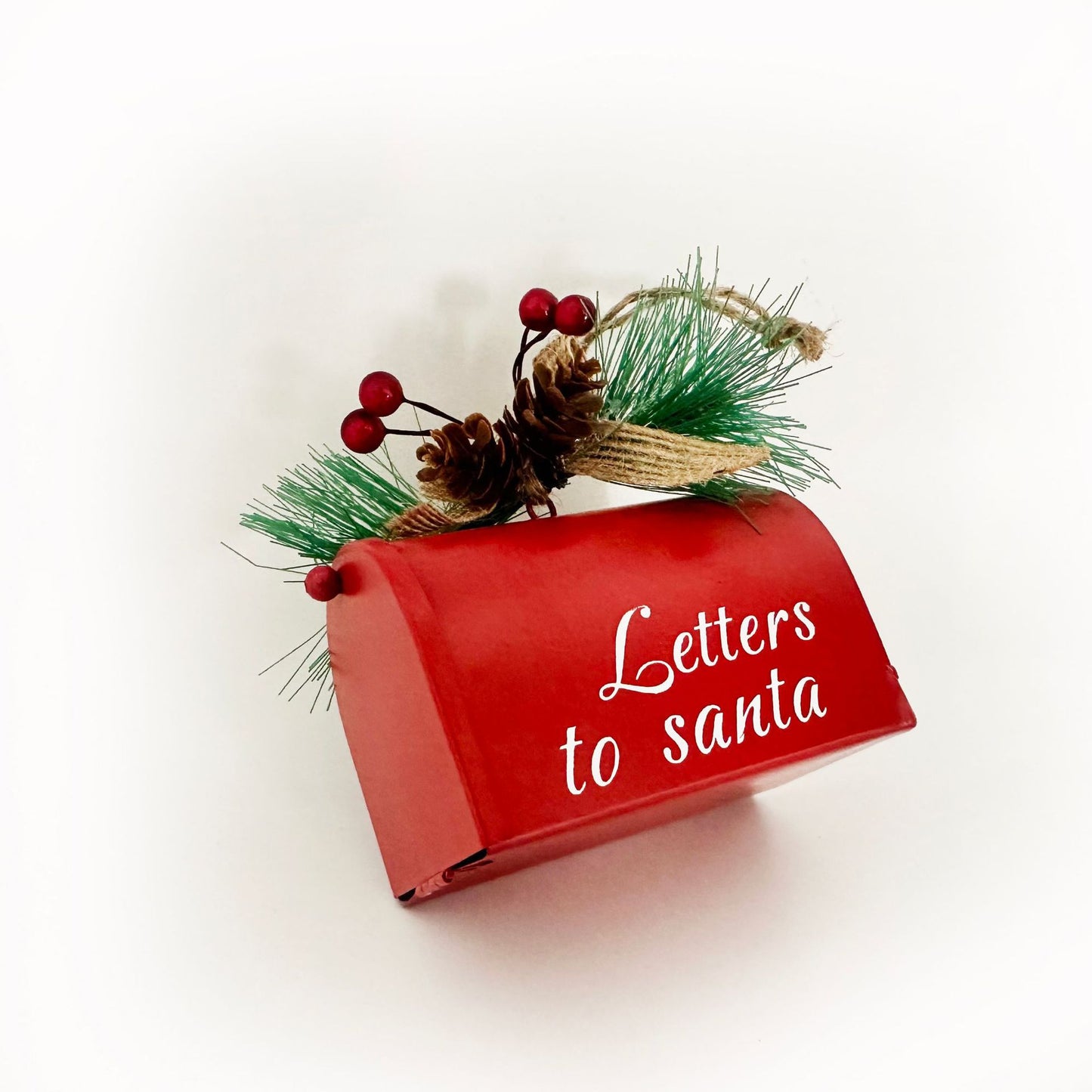 Christmas Iron Ornaments Metal Mailbox Decoration - Red