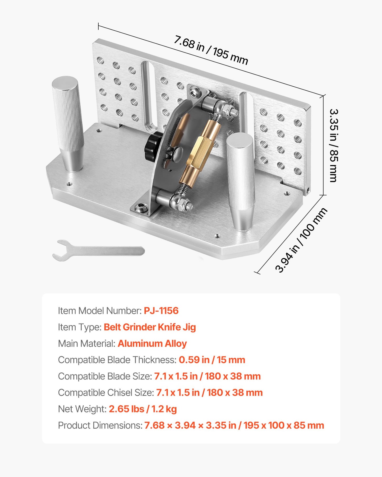 Adjustable Belt Grinder Knife Sharpening Jig with Dual Handles - 85°-115°
