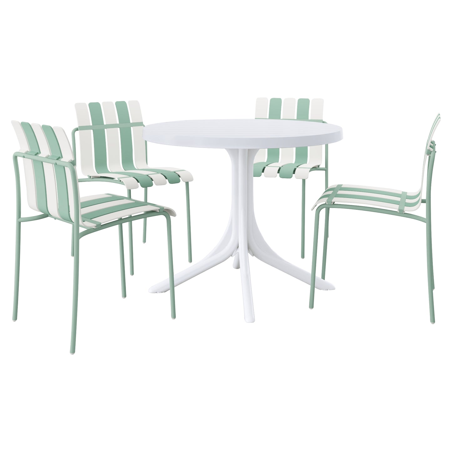 Modern Striped Color Block Chairs 4-Pack with Round Table - Waterproof