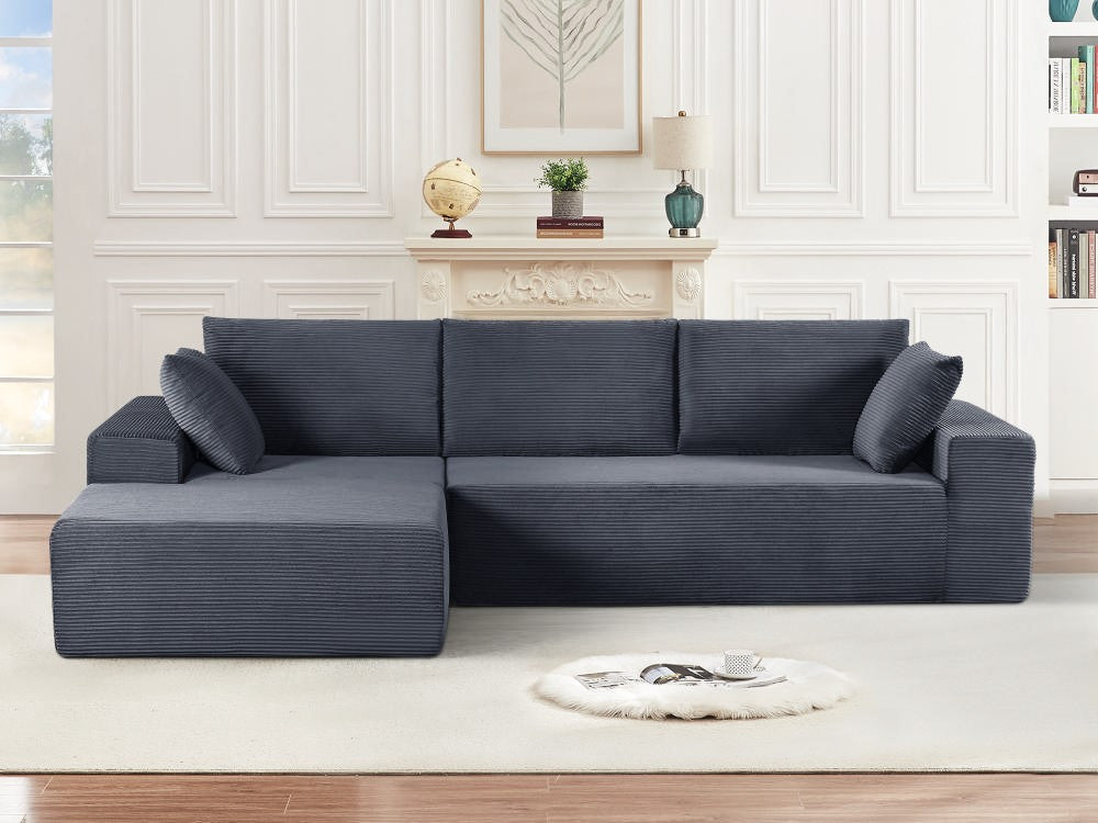 CozyForm Convertible Sectional Sofa In Soft Corduroy, Modern Comfy