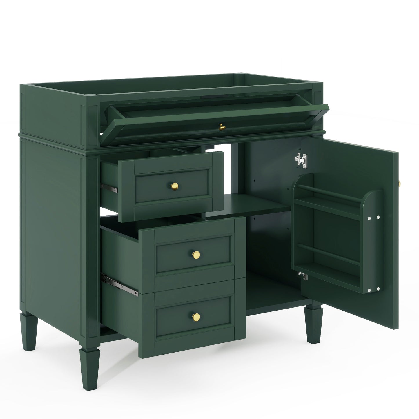 36'' Modern Bathroom Vanity Cabinet - Green, 3 Drawers