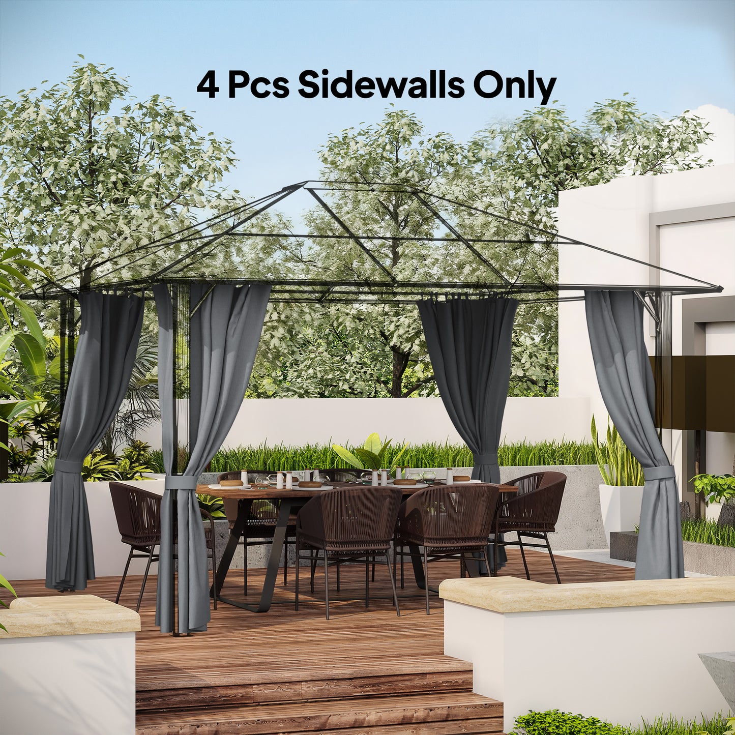 Gazebo Sidewall Set with Hooks - 9.84' x 11.8', Dark Gray