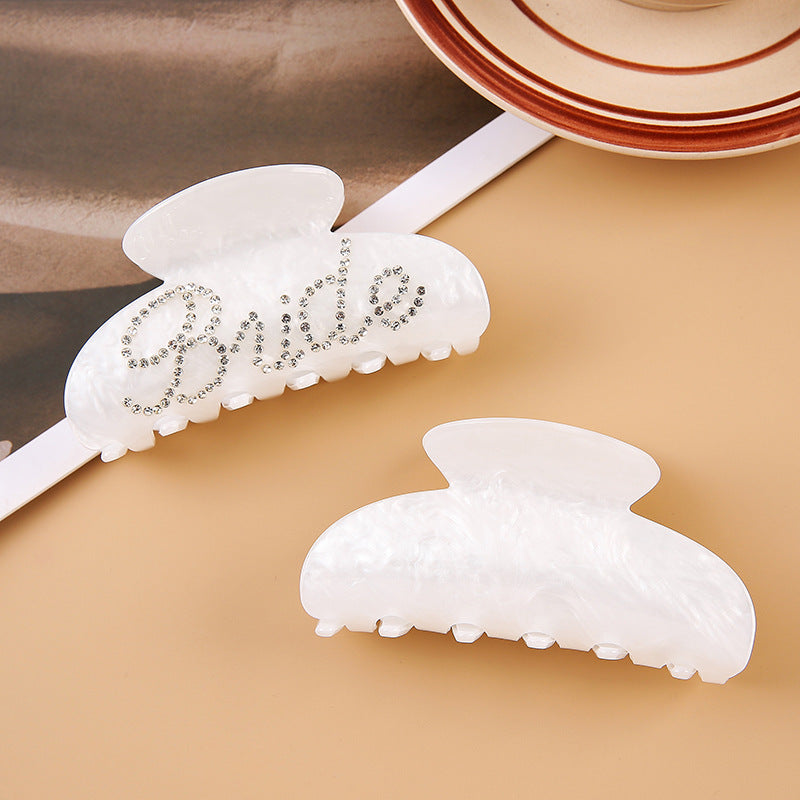 Acrylic Hair Clip With Rhinestones - 10cm