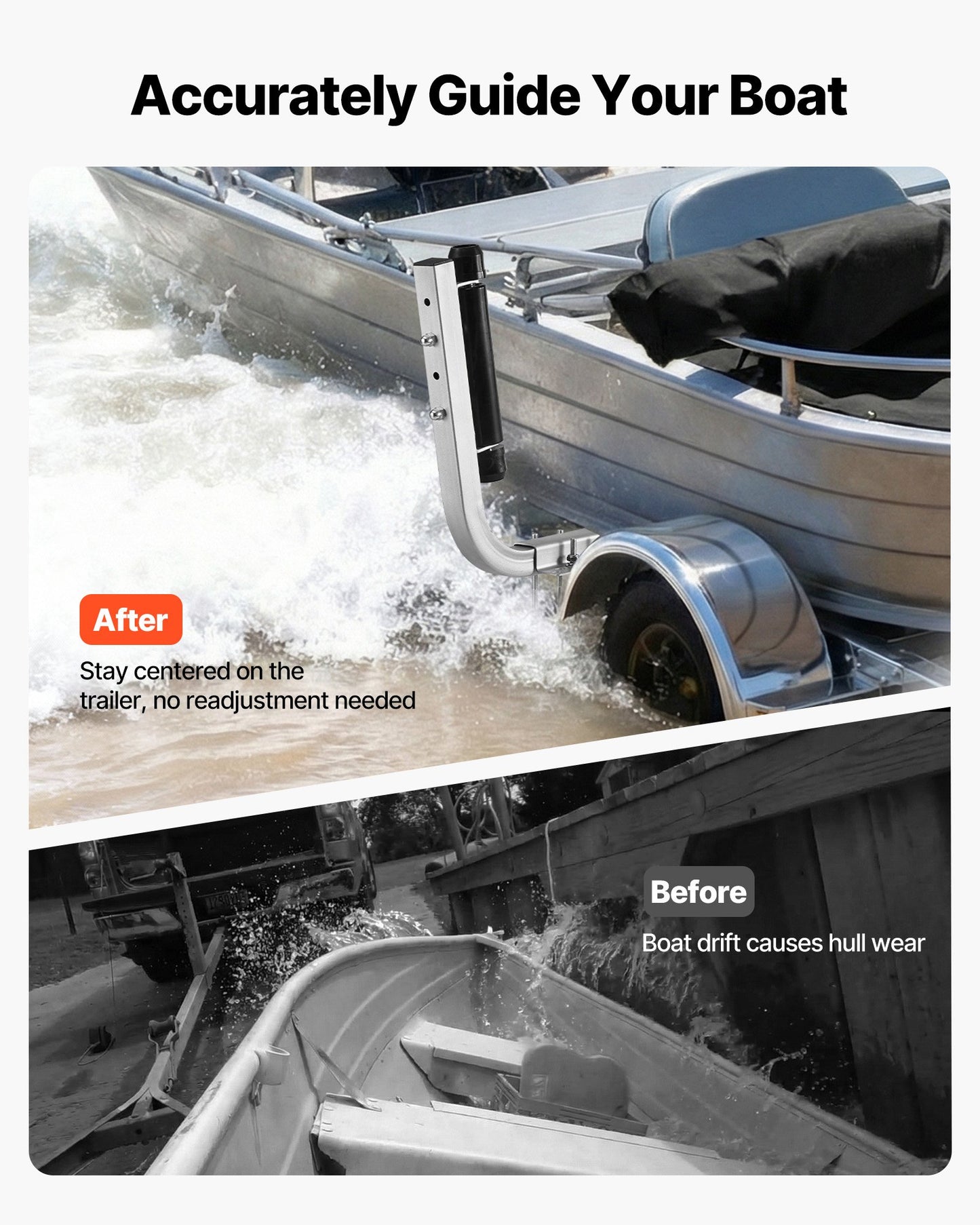 Boat Trailer Guides 18.5-20.5 Inch Height Adjustable Steel Guide-Ons with Rollers