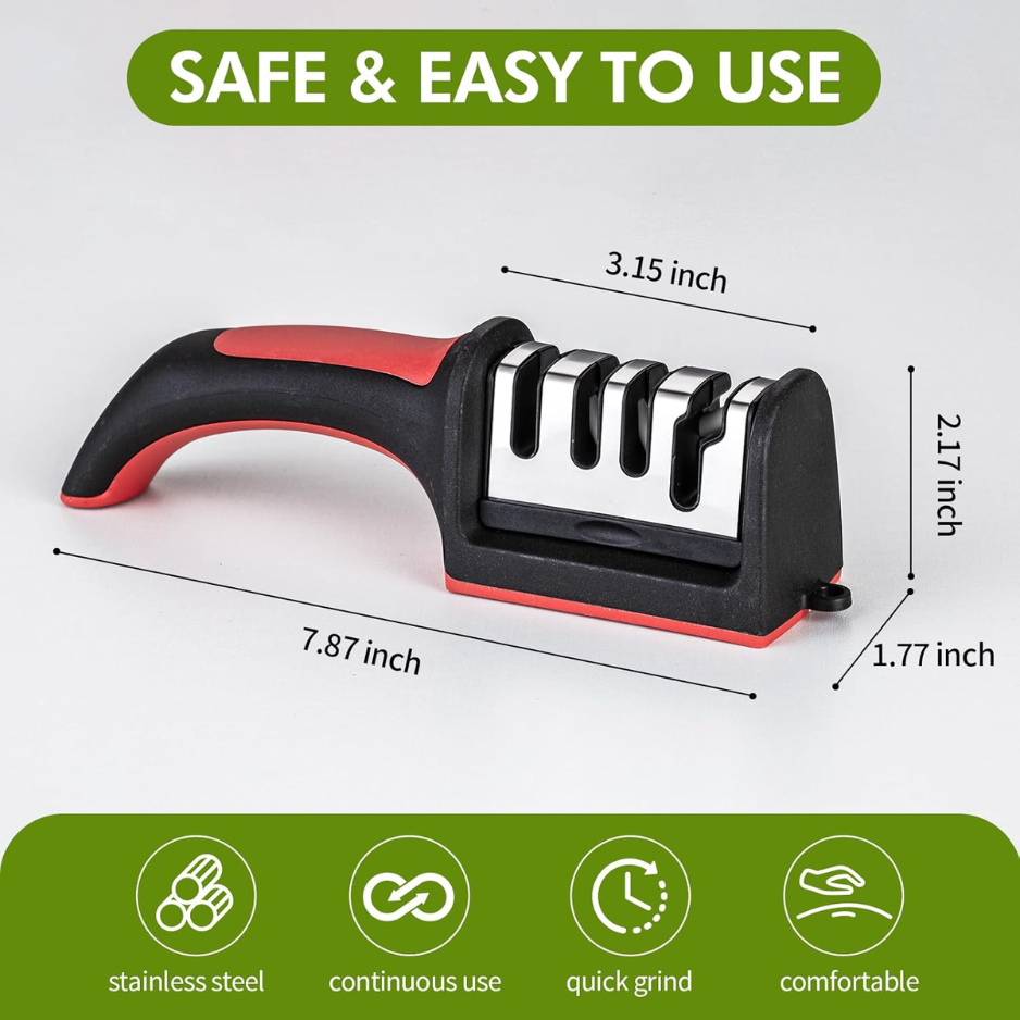 4-in-1 Manual Knife & Scissors Sharpener - Tungsten & Ceramic