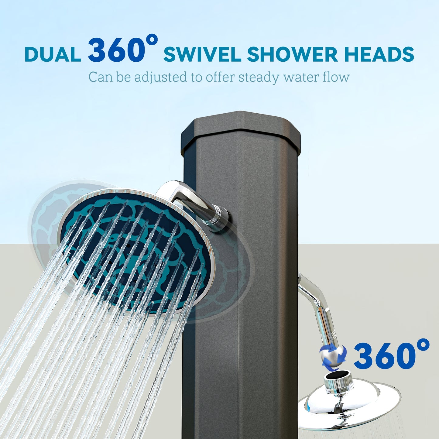 9.2 Gallon Solar Heated Outdoor Shower with Dual Shower Heads