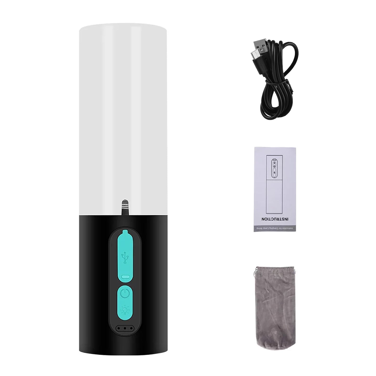 4-in-1 Rechargeable Camping Lantern with 33ft String Light - Black