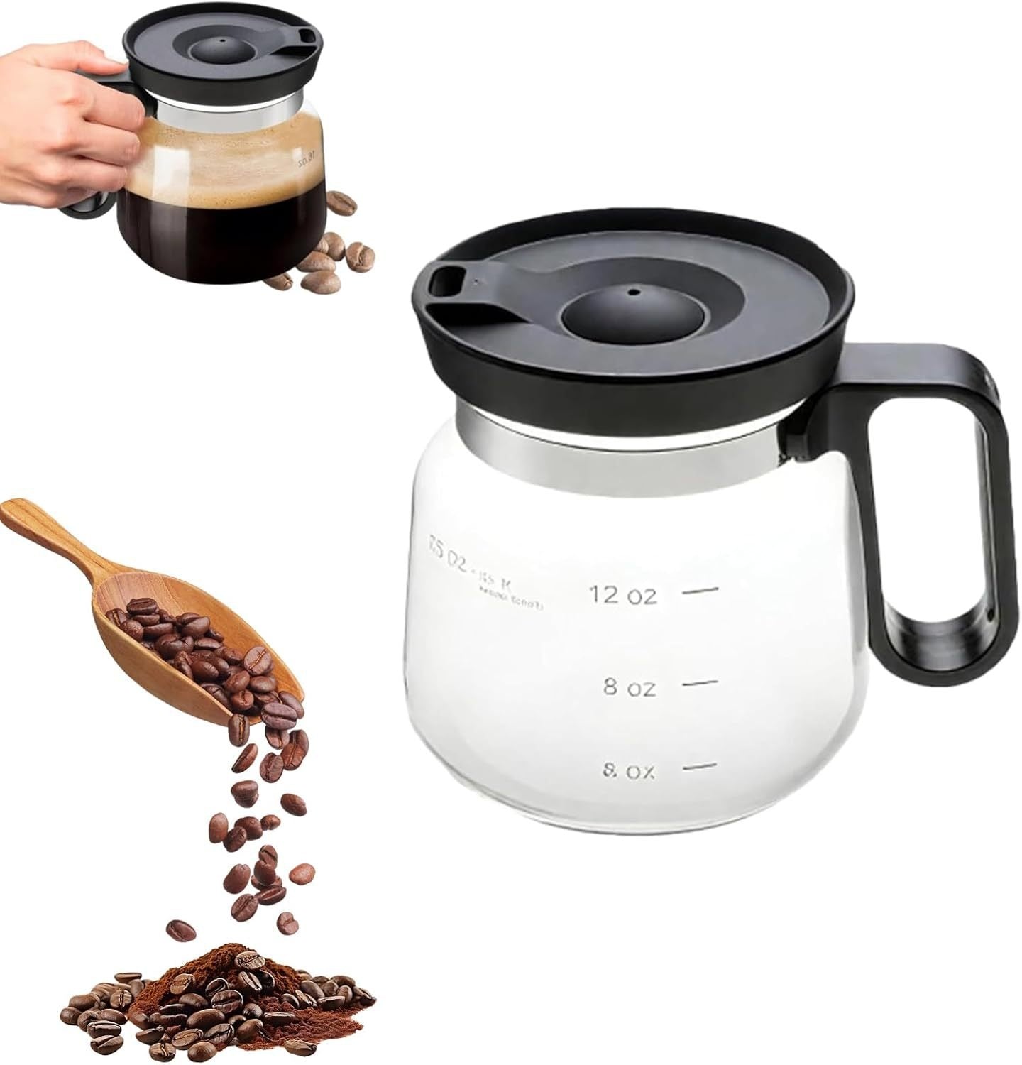 470ml Glass Coffee Mug with Handle and Lid - Durable Tea Cup