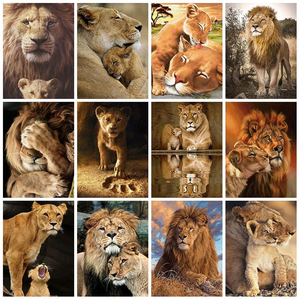 5D Diamond Embroidery Kit Lion Animal Cross Stitch DIY Art Craft Set