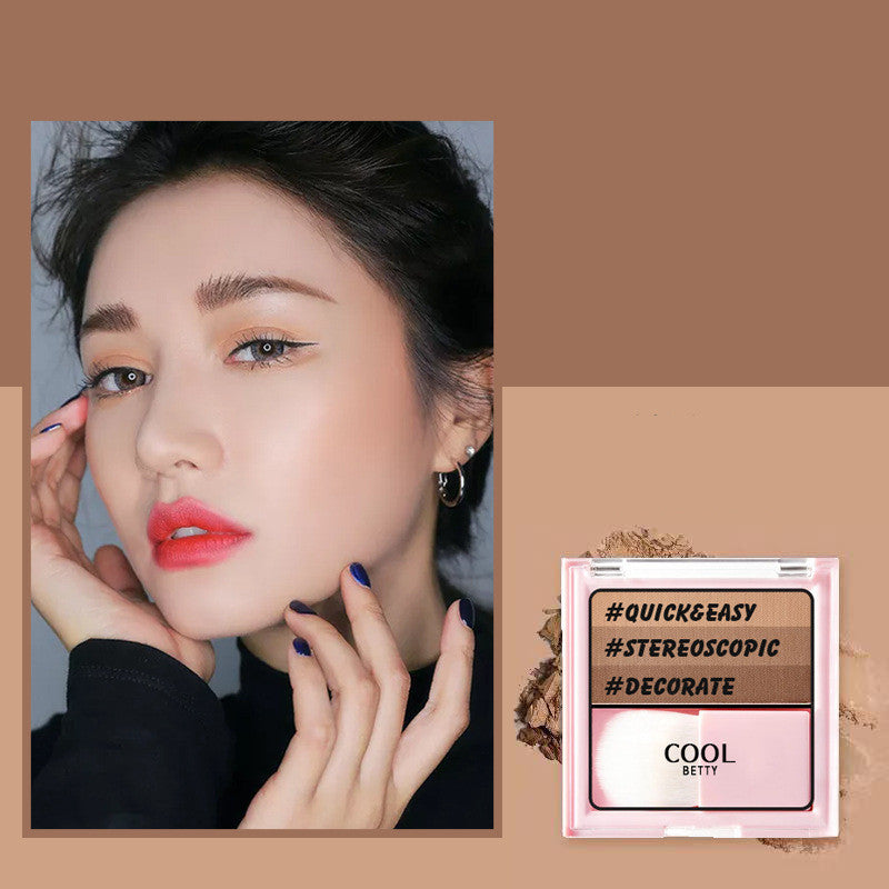 Contouring Powder Palette - Tricolor Highlight & Shadow Makeup Set