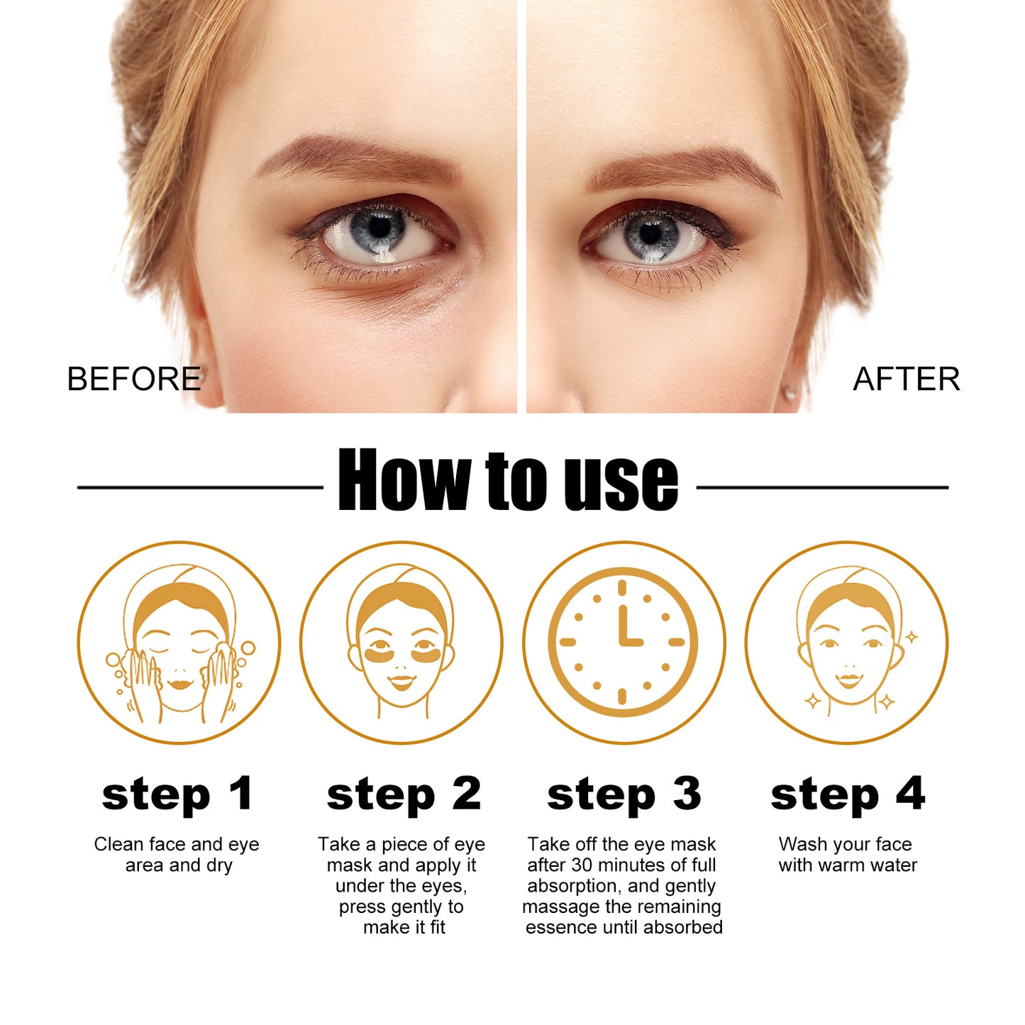Collagen Gold Eye Mask - Firming Under Eye Patches for Dark Circles & Puffy Eyes