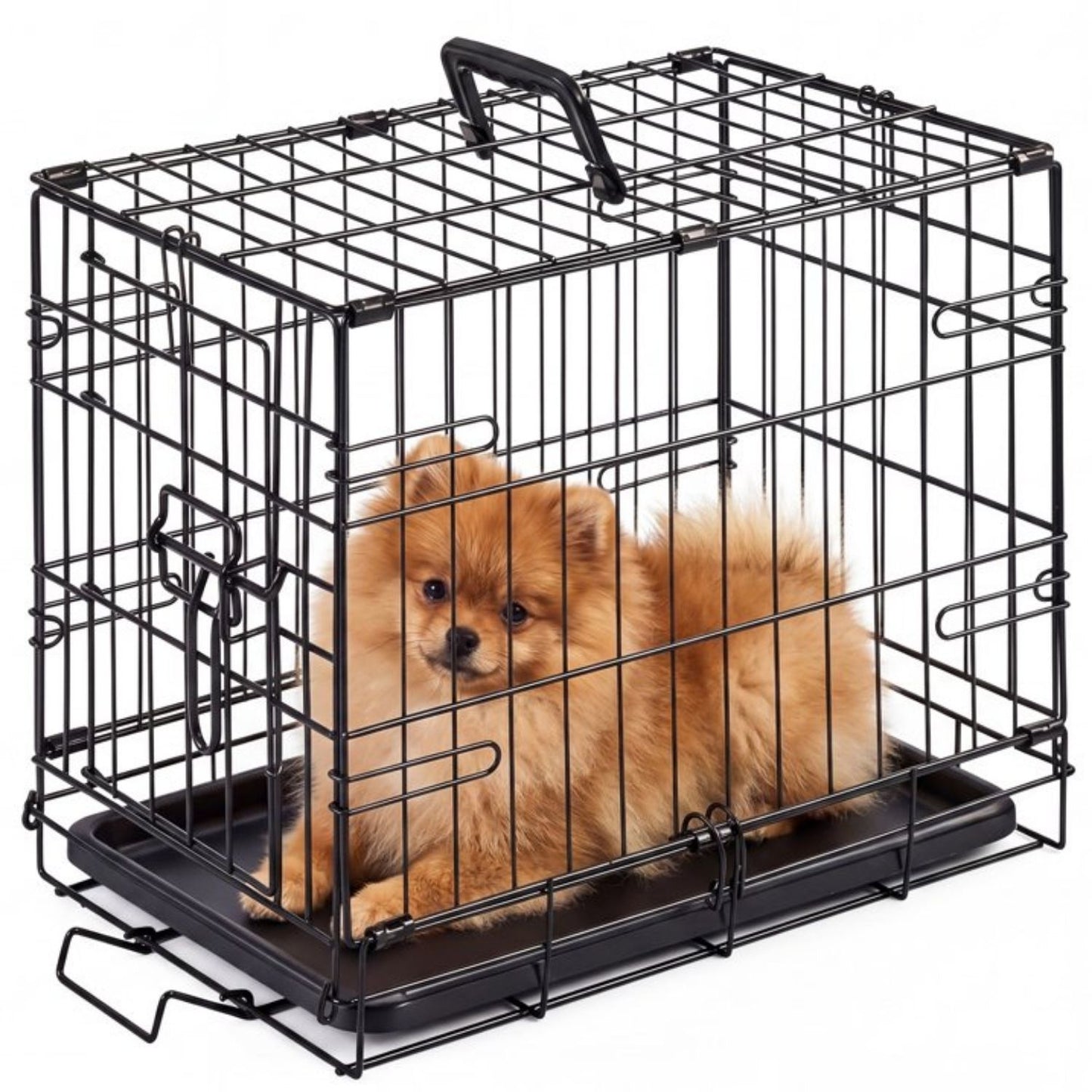 18-Inch Heavy Duty Metal Dog Cage with Lock, Collapsible Design & Removable Tray