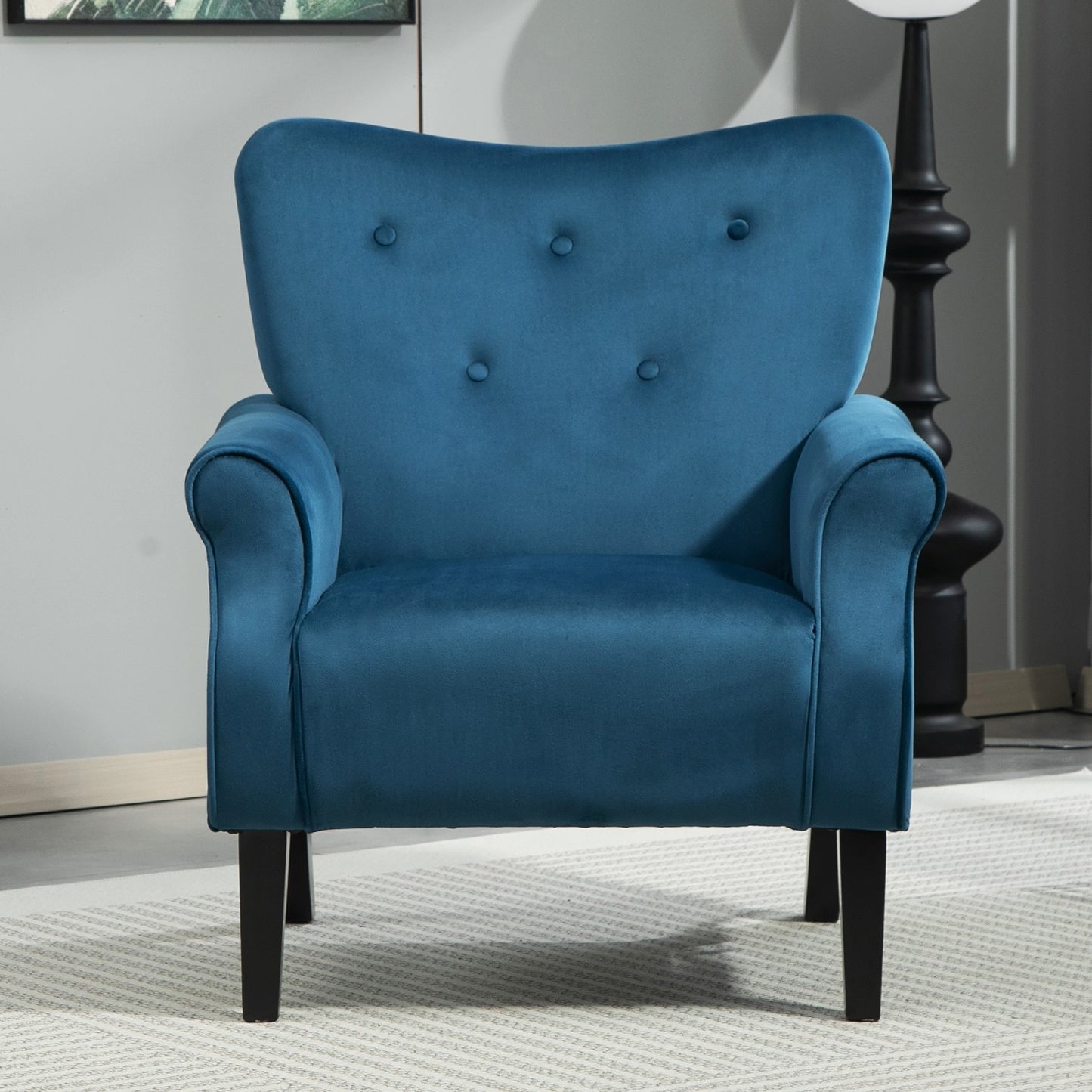 Mid-Century Modern Wingback Accent Chair, Upholstered Fabric Armchair