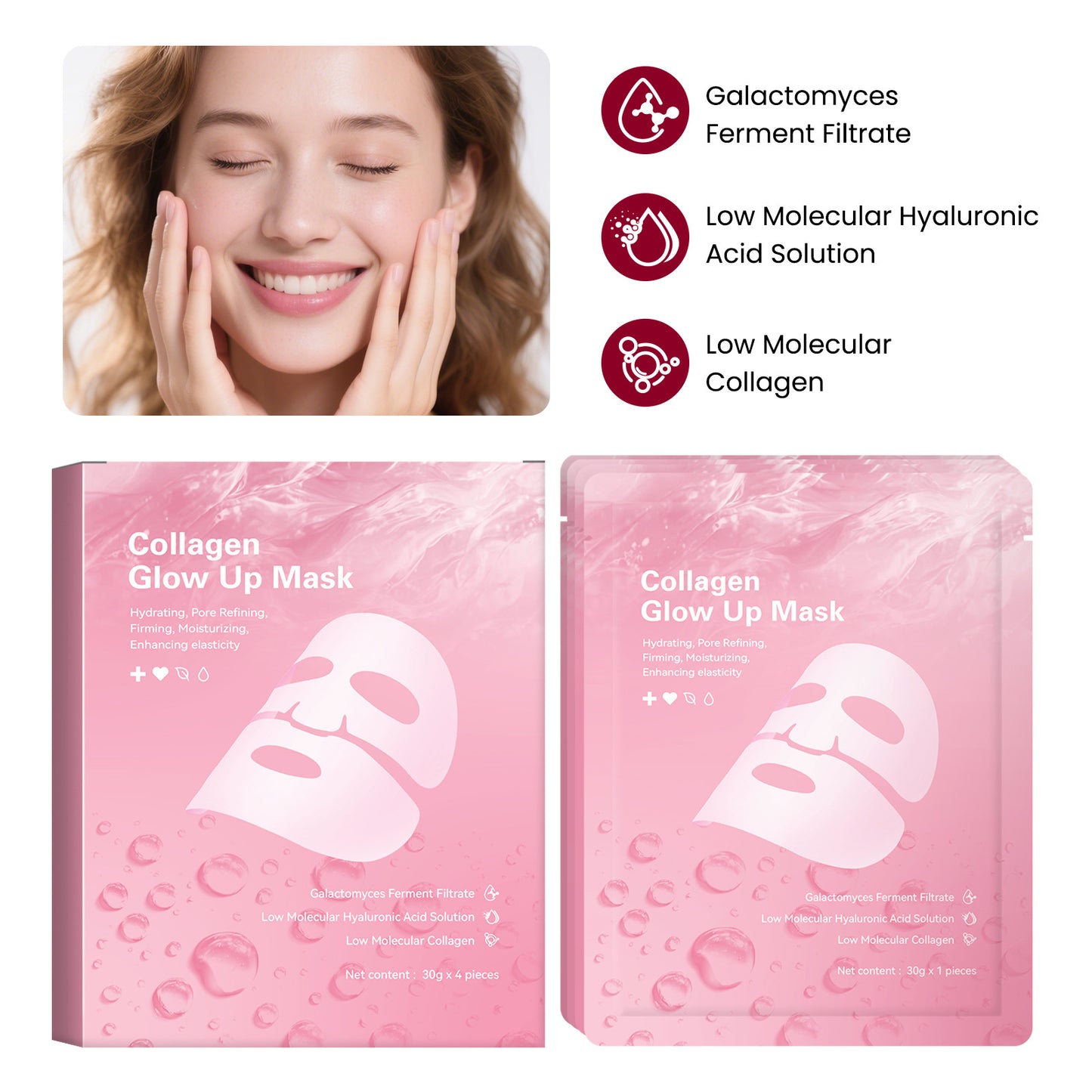Hydrating Facial Mask Set - Nourishing Skin Care for All Skin Types - 4 Pieces