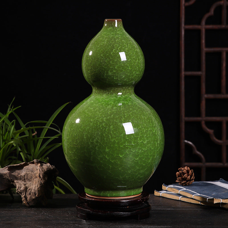 Flower Arrangement in Ceramic Vase – Handmade Green Porcelain Home Decor