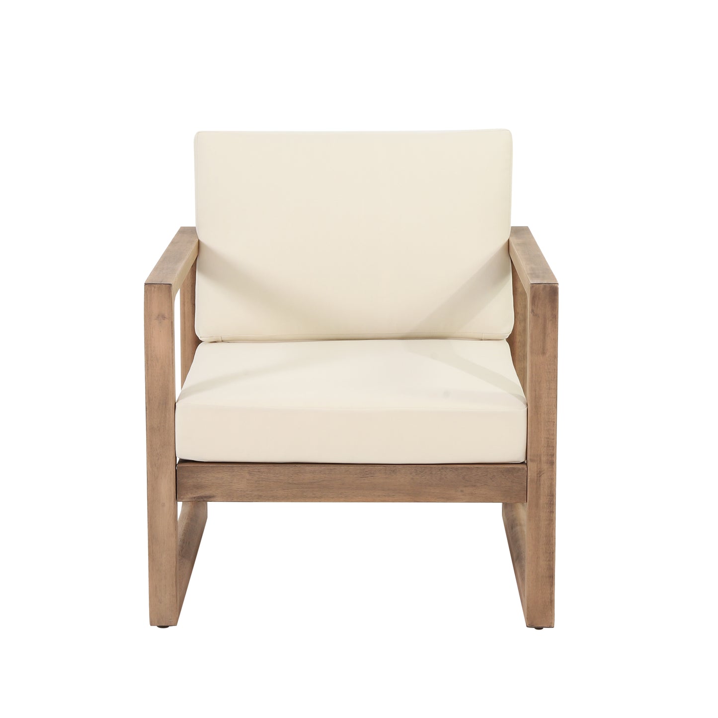 Set Of 2, Outdoor Acacia Wood Patio Club Chair, Furniture,Waterproof