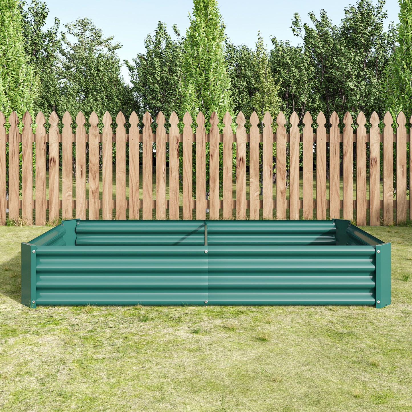 2PCS Green Metal Raised Garden Planter Beds - 6'x3'x1'