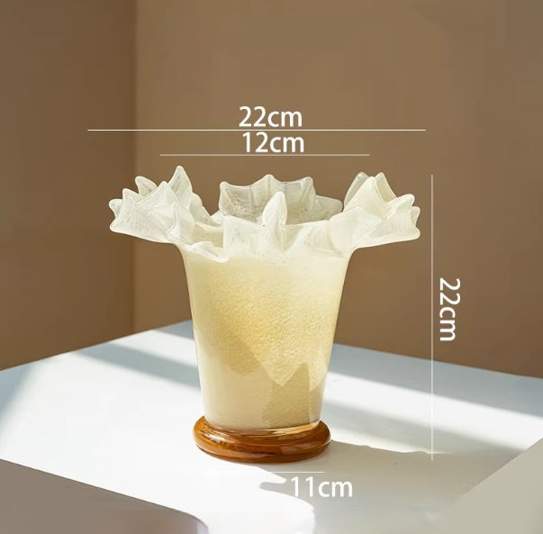Large Mouth Origami Glass Vase - Modern Art Decorative Flower Jar