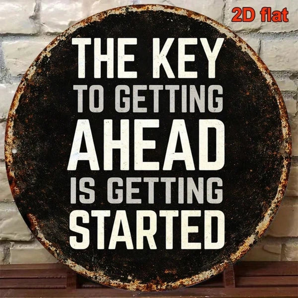 Motivational Vintage Round Wall Sign - 8x8 Inch Metal Plaque