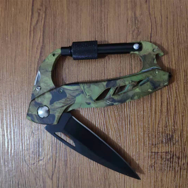 Outdoor Five-in-One Aluminum Alloy Stainless Steel Tool with Carabiner