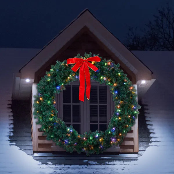 60-Inch Pre-Lit Christmas Wreath with Remote Control & Dimming