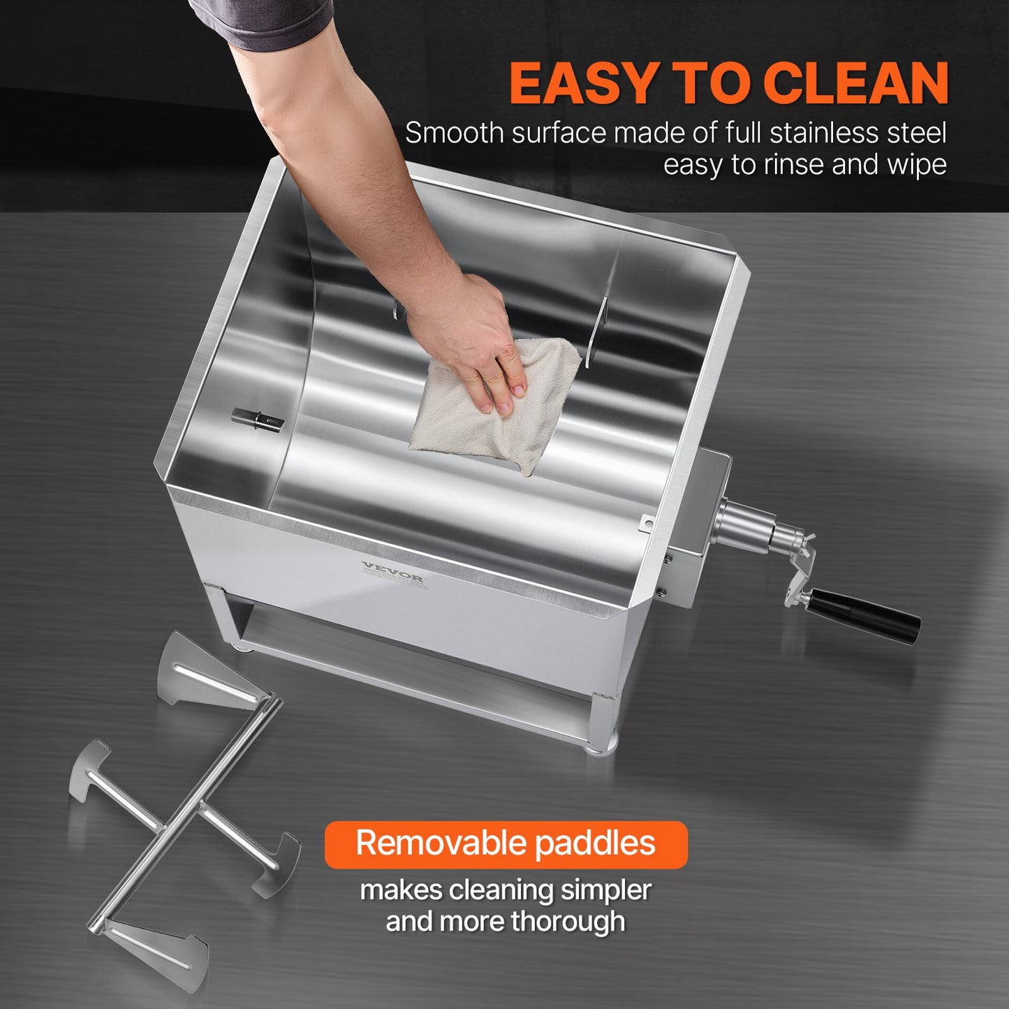 80L Manual Meat Mixer with Fixed Tank - Heavy Duty Sausage Mixer