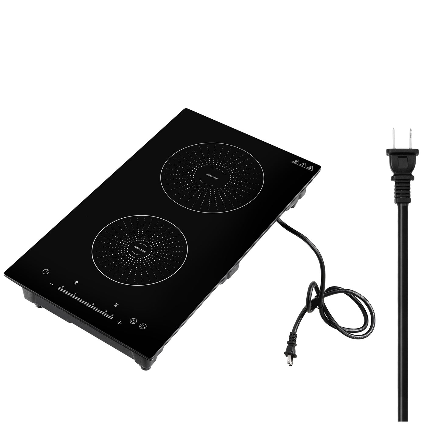 12-Inch Electric Induction Cooktop with 2 Burners, Touch Screen, 9 Power Levels, Ceramic Glass