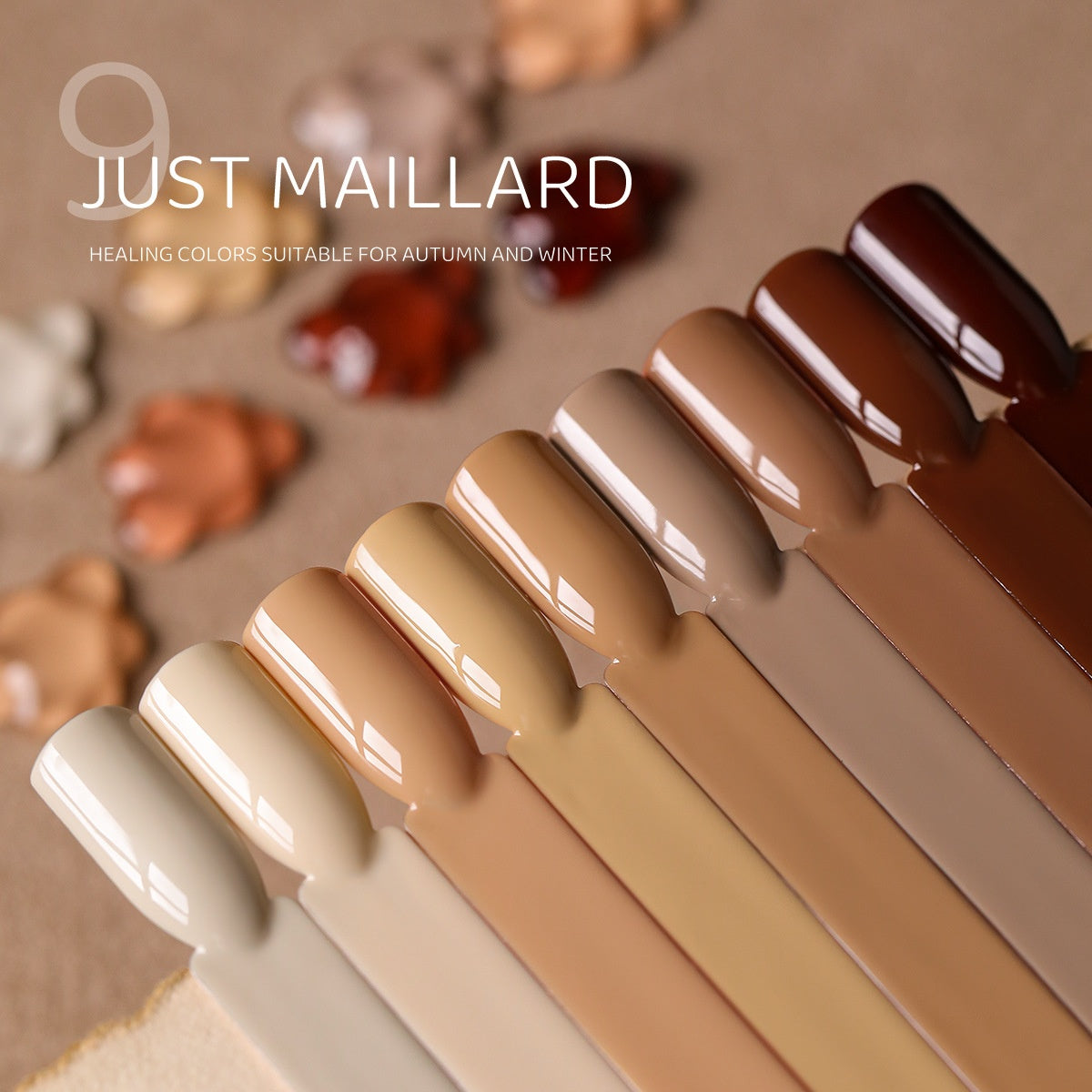 UV Nail Polish Set Khaki Deerskin Brown 8 Shades - Long-lasting Gel Color