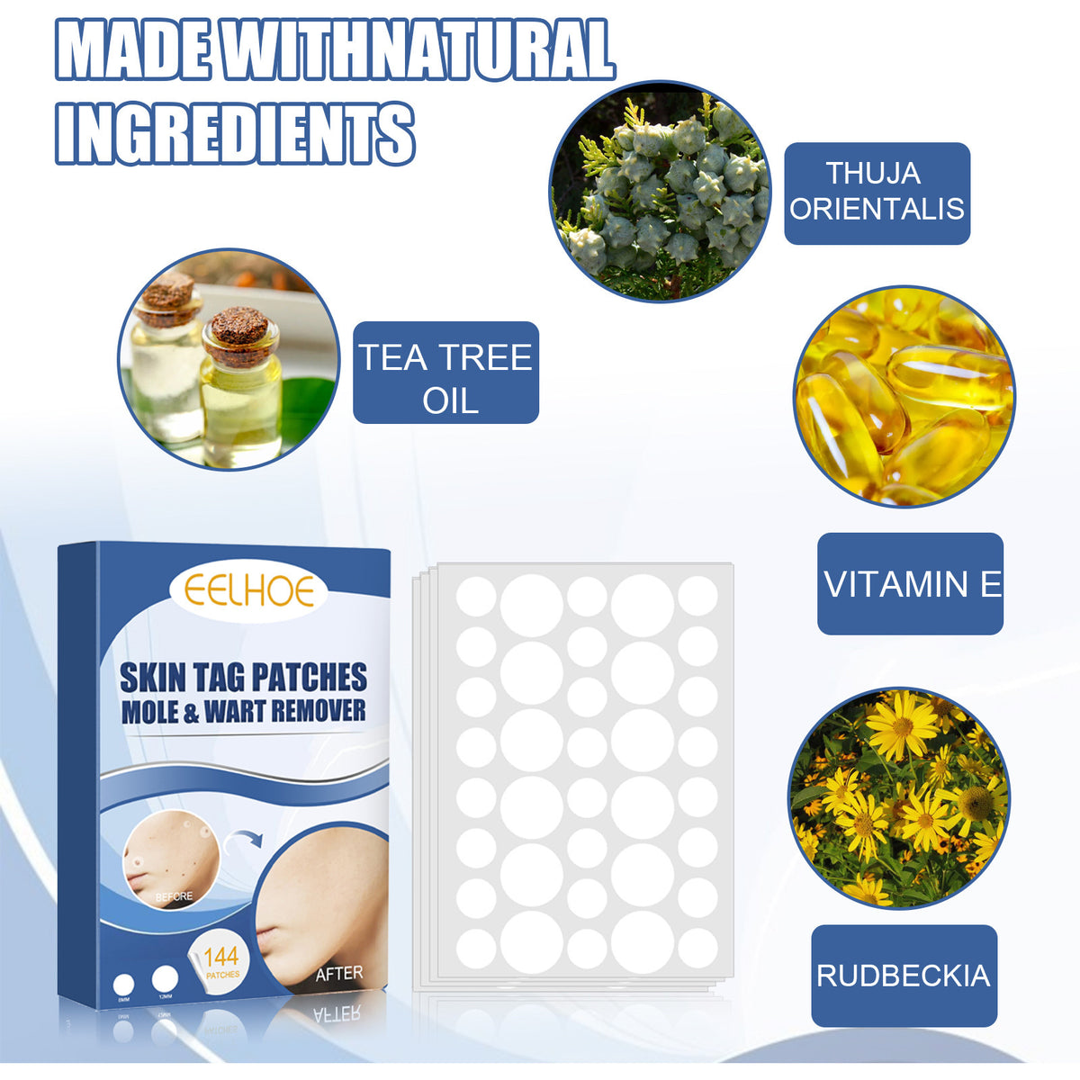 Body Care Patches for Skin Cleansing & Moisturizing - 144 Patches