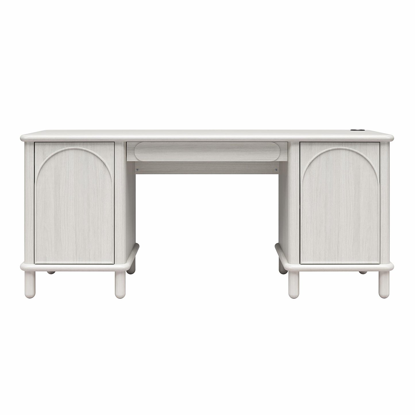 Selena Double Pedestal Desk - Rustic White Solid Wood