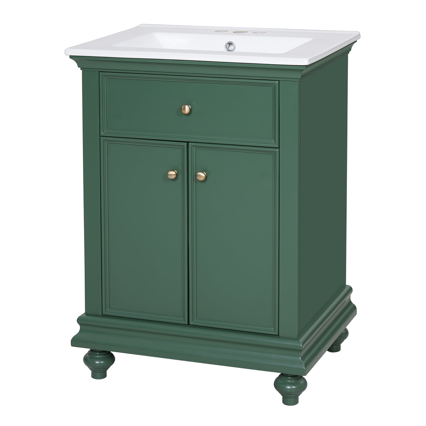 24" Modern Bathroom Vanity with Tip-Out Drawer - Green