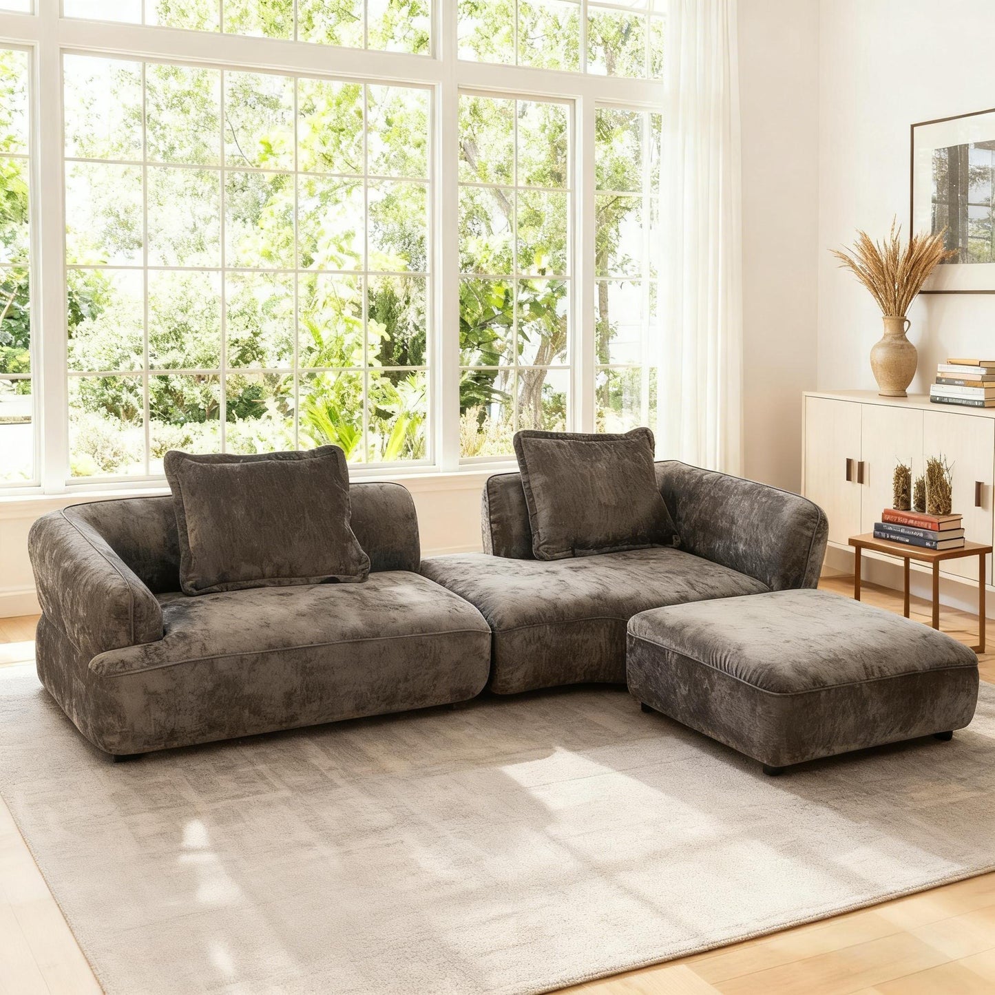 122 Modern L-Shaped Sectional Sofa With High-Density Fully Compressed