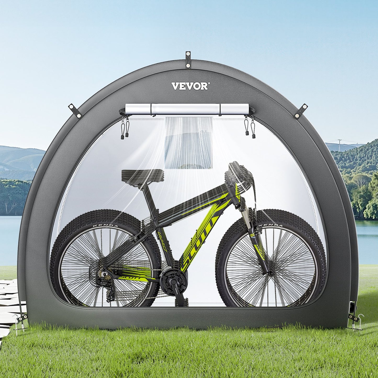 Outdoor Bike Storage Tent for 4-5 Bikes - Weatherproof Dual-Door Bike Shelter
