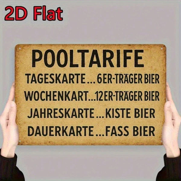 Vintage German Style Pool Rules Metal Sign - 20 cm