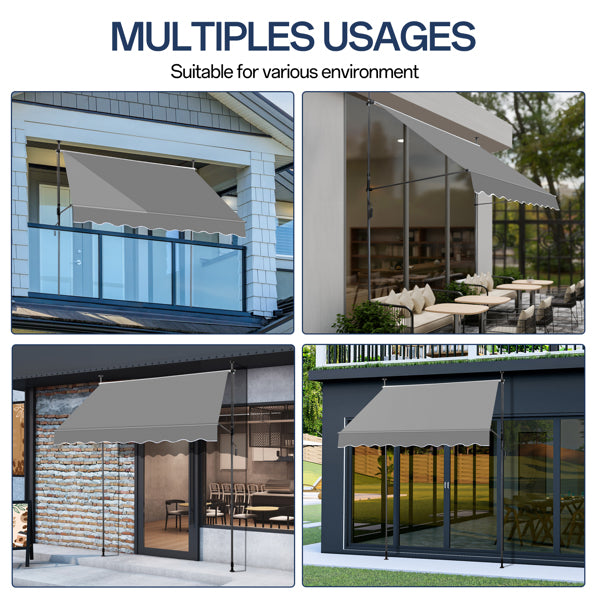 Retractable Canopy Awning - Grey Polyester Shade Shelter