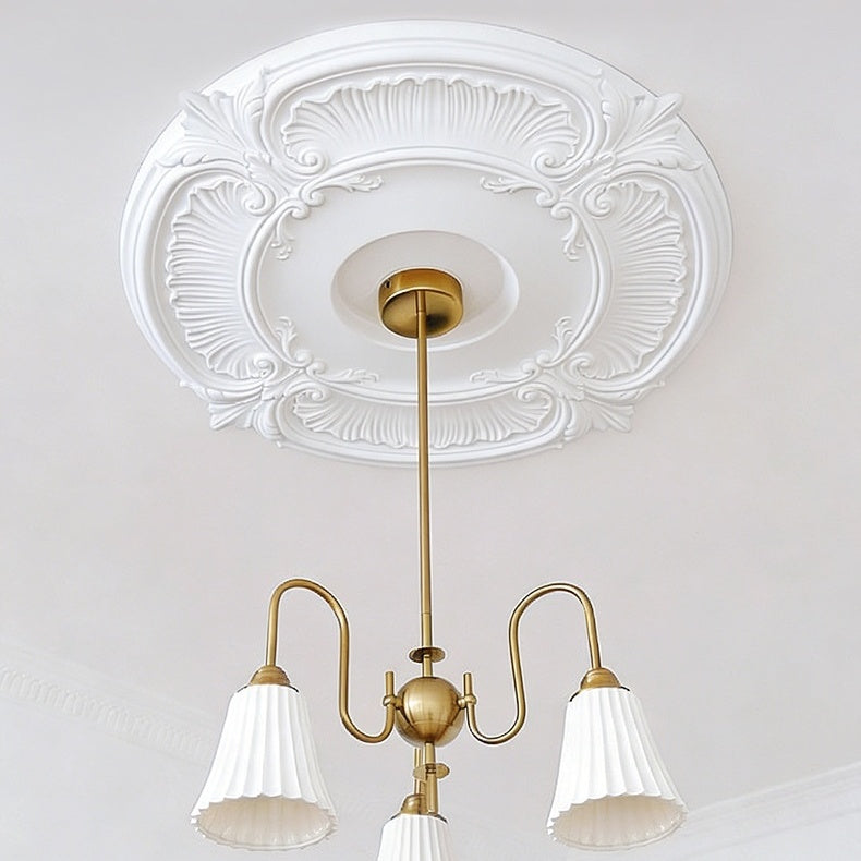 French-Style PU Molded Ceiling Light Fixtures Imitating Plaster Finish