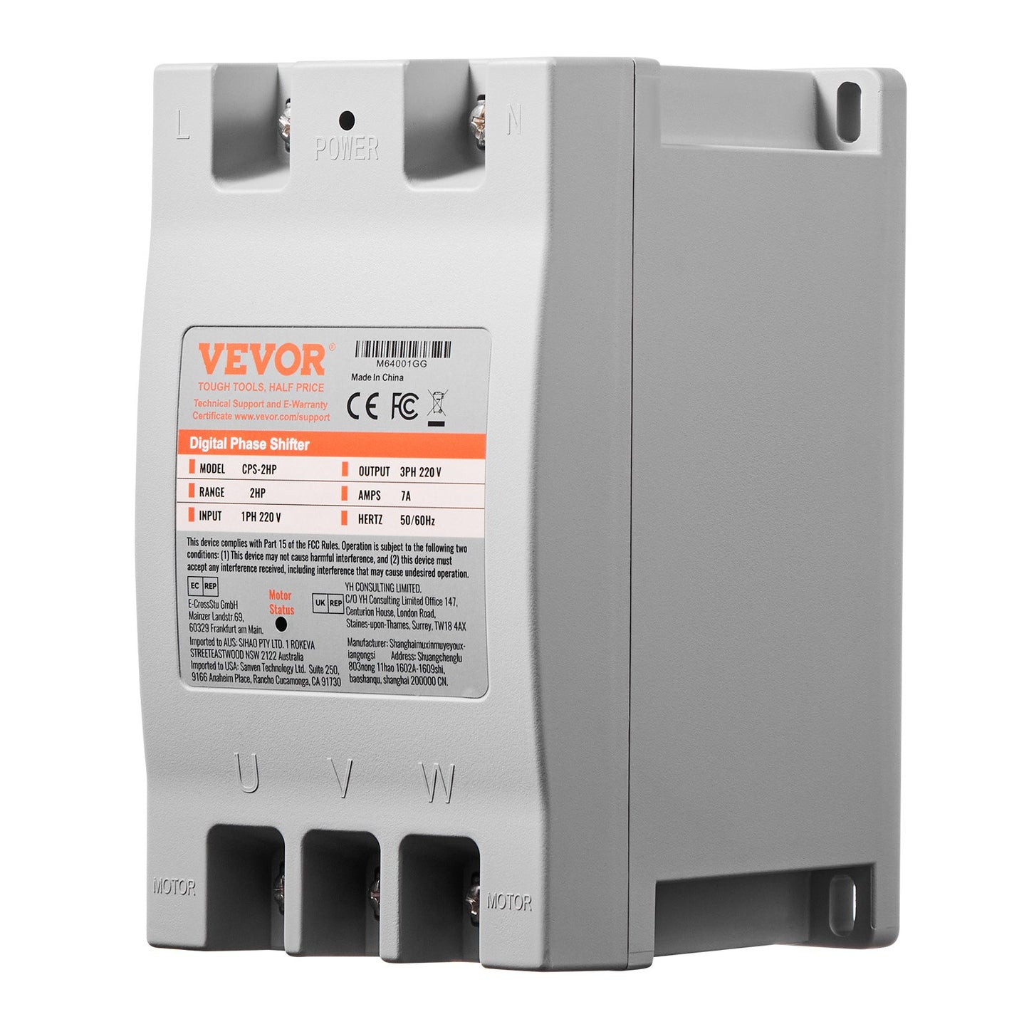 3 Phase Converter 2HP 7A 220V Single to 3-Phase Power Supply - Grey
