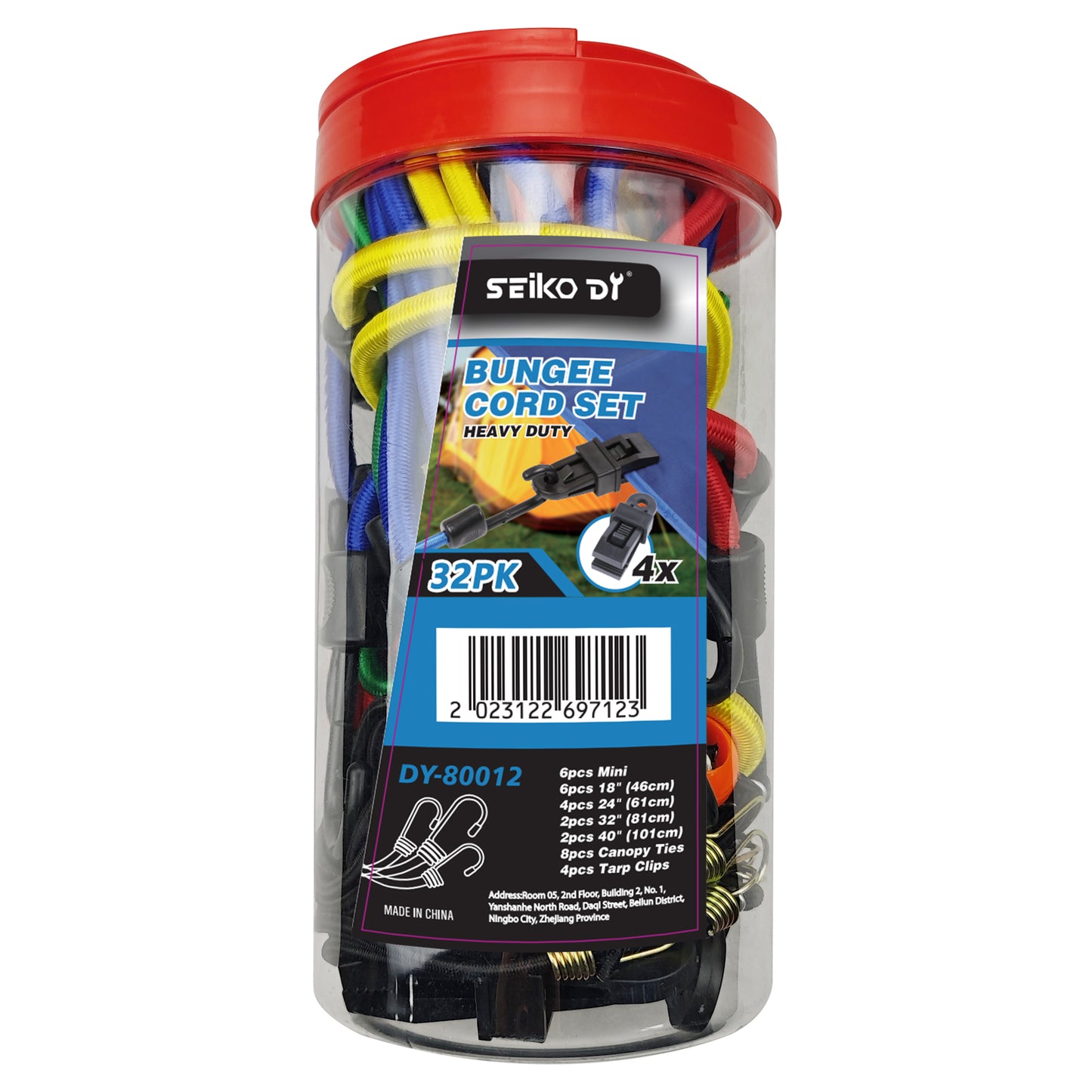 32-Piece Rope Hook Set for Outdoor Awnings - Elastic Rope Hardware