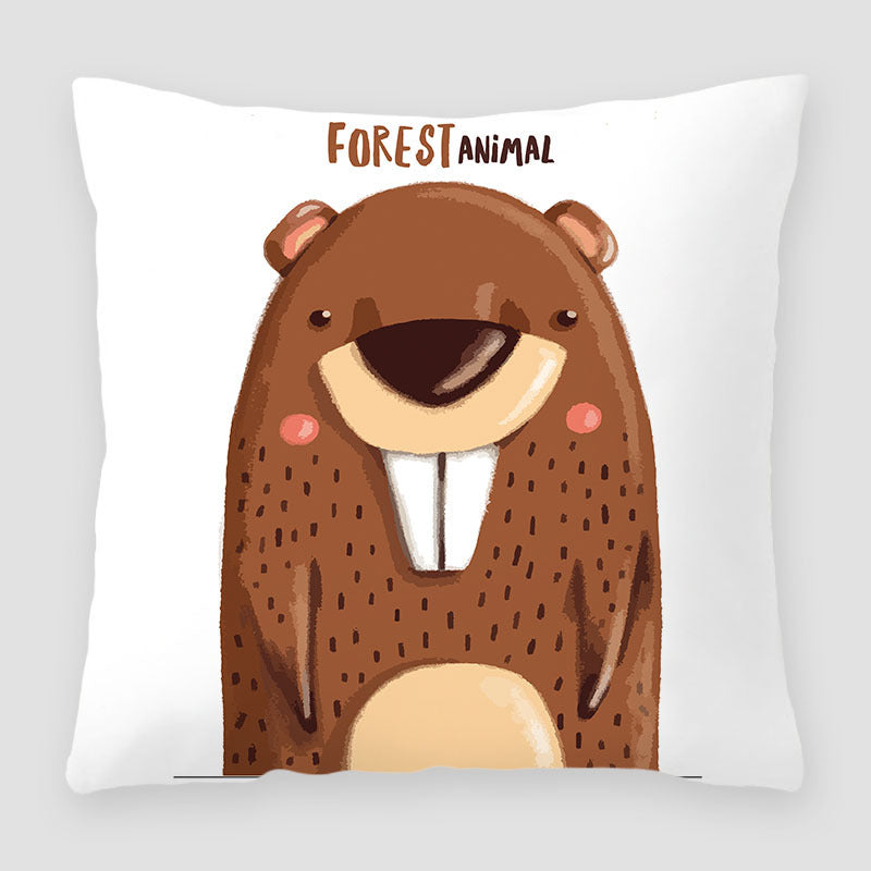 Cartoon Peach Skin Velvet Pillow Cover for Sofa & Living Room - Multiple Colors