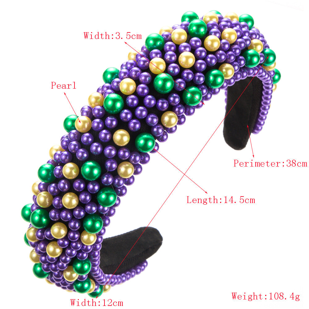 Colorful Pearl Hairband for Women - Fashion Hair Accessories with Sponge Design