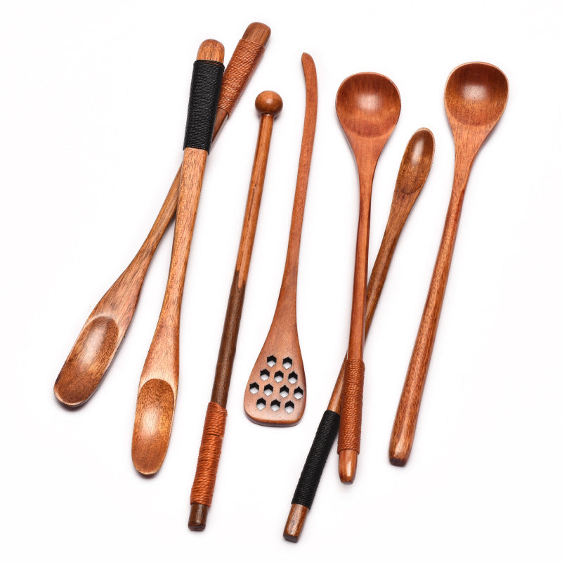 Wooden Coffee Spoon Set - Small 23cm Handles for Tea, Muddler & Stirring