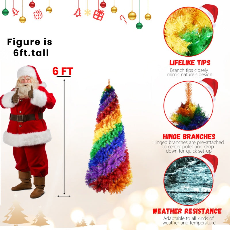 Artificial Colorful Rainbow Christmas Tree - Multiple Heights