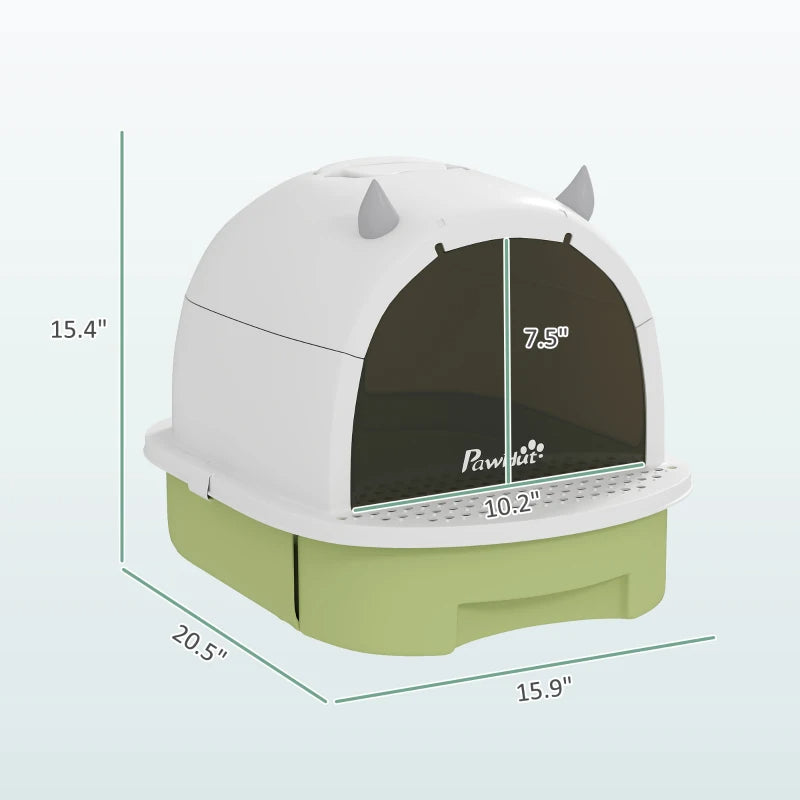 Covered Cat Litter Box with Lid, Scoop & Deodorizing Bags - Odor Control & Privacy
