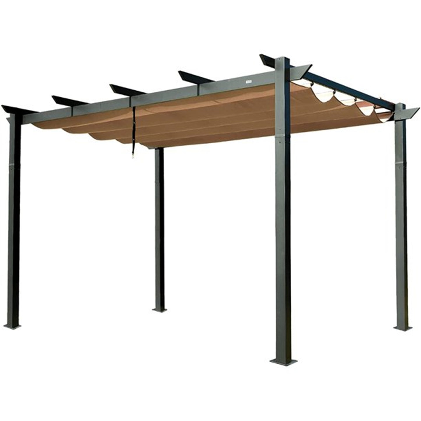 Outdoor Retractable Pergola With Weather-Resistant Sun Shade Canopy,