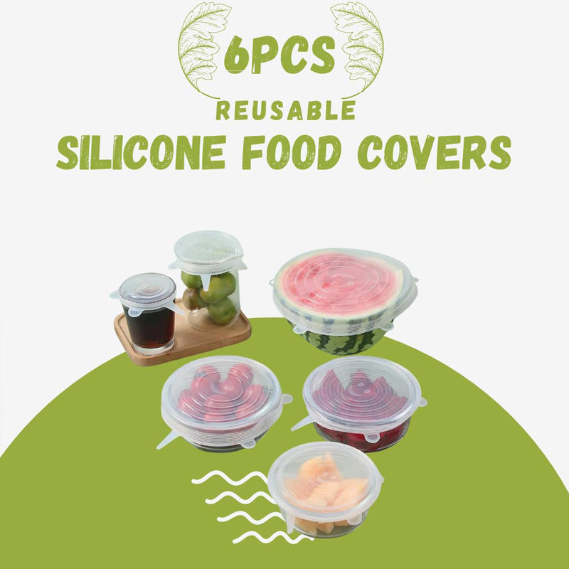 Microwave Food Cover Set with 6 Silicone Lids - Universal Fit