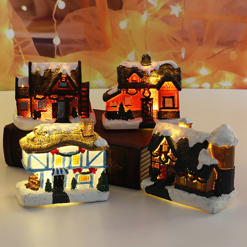 Christmas Small House Micro Landscape Resin Decorations - Festive Holiday Decor