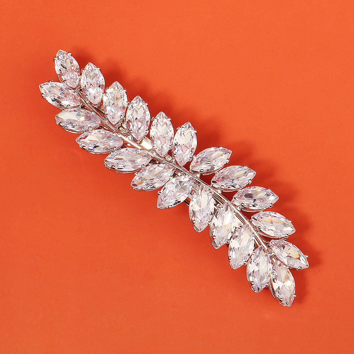Zircon Leaf Rhinestone Hair Clip - Elegant Bangs Accessory